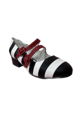 Sorte og røde stribede Lola Ramona sko med spænder